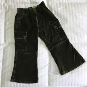 Mini Boden Green Velvet Bootcut Cargo Pants